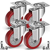 GBL - 4 Ruedas para Muebles + Tornillos 600KG | 100mm Ruedas Giratorias- Rueda Pivotantes- Ruedas Sin Freno Industrial…